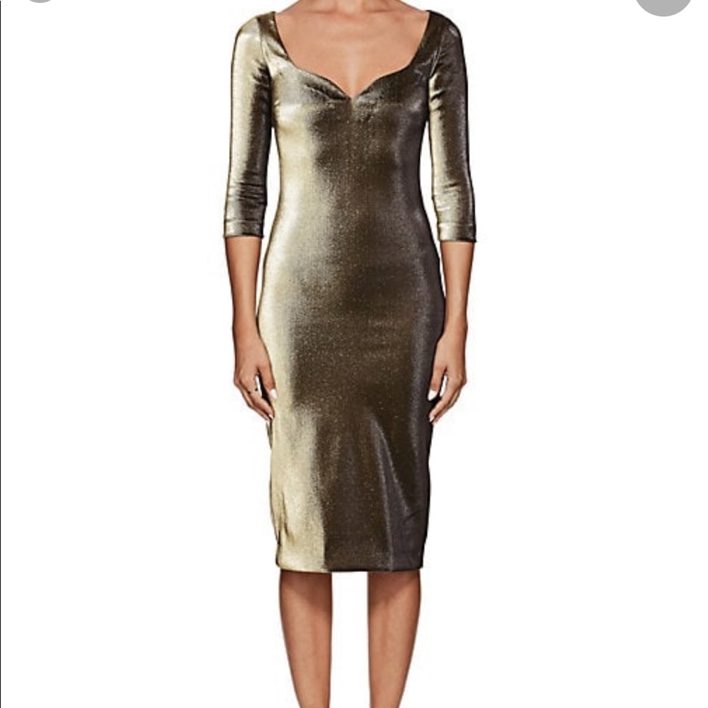 FINAL.NWT Area NYC Gold Sweetheart Lamé Dress